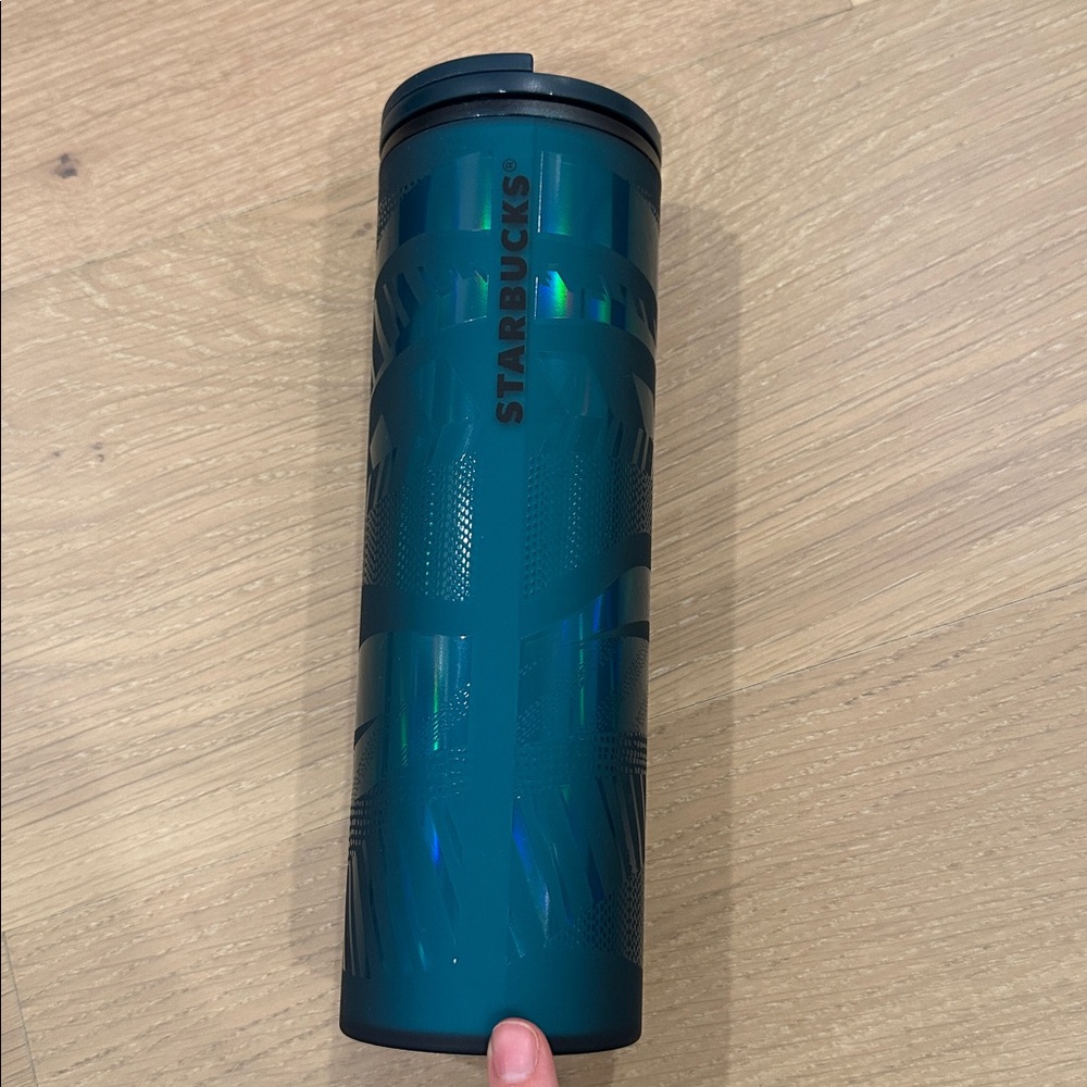 Starbucks 2021 Holiday Teal Soft Touch Insulated Coffee Cup Mug Tumbler 16oz - Picture 5 of 8